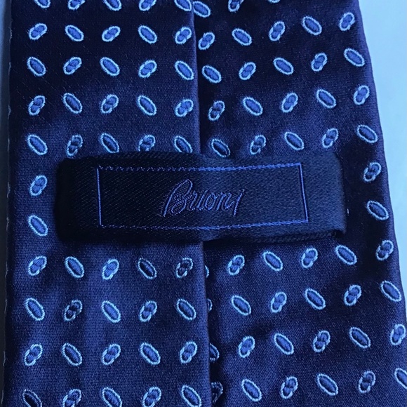 BRIONI midnight blue , classy motifs all silk Tie handmade in Italy 🇮🇹 - Picture 1 of 7